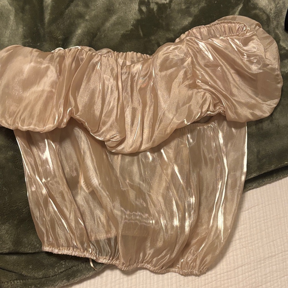 Free People Sheer gold One Shoulder Top